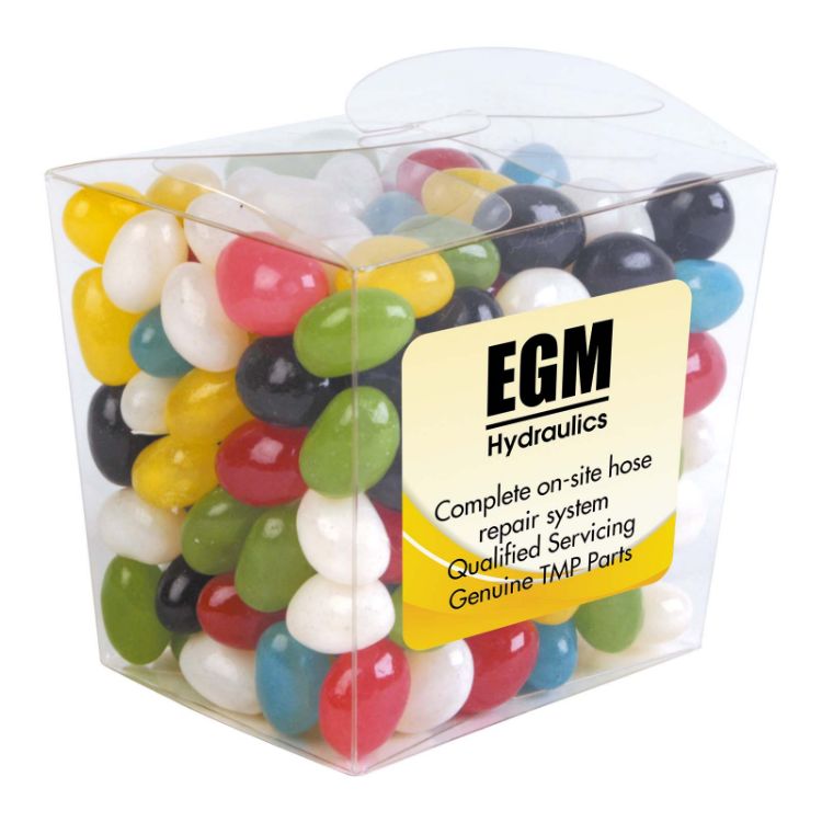 Picture of Assorted Colour Mini Jelly Beans in Clear Mini Noodle Box