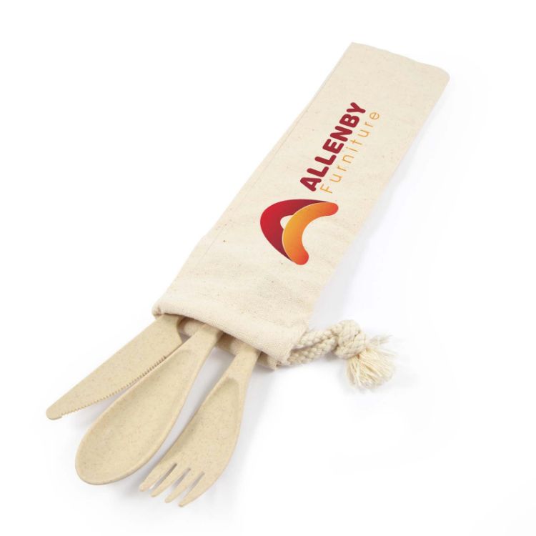 Picture of Delish Eco Cutlery Set in Calico Pouch