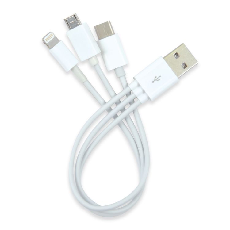 Picture of 3 in 1 Combo USB Cable - Micro, 8 Pin, Type C