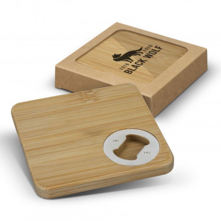 Picture of Bamboo Bottle Opener Coaster Set of 2 - Square