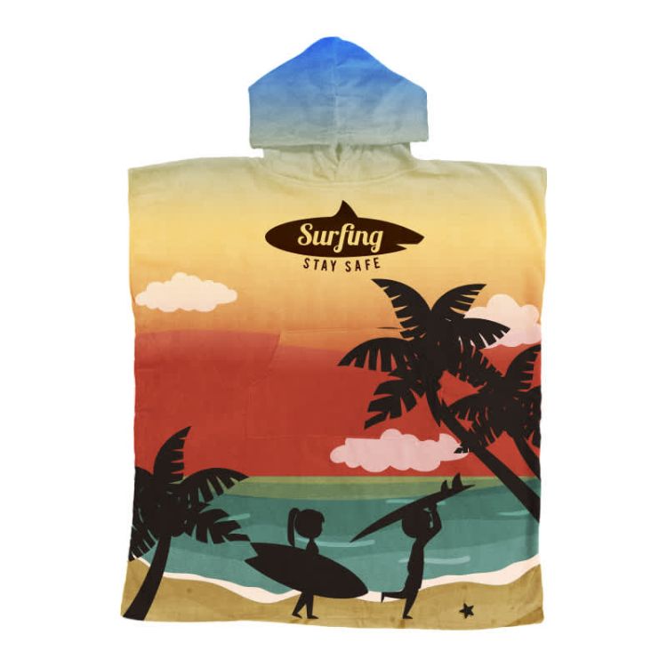 Picture of 100%Cotton Sublimation Hoody Towel Surf Poncho