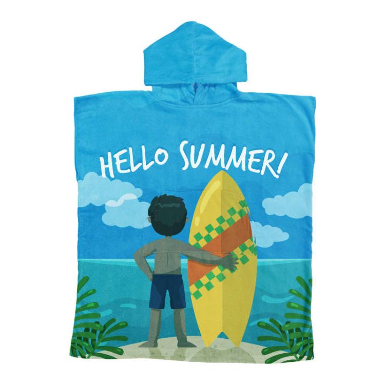 Picture of 100%Cotton Sublimation Hoody Towel Surf Poncho